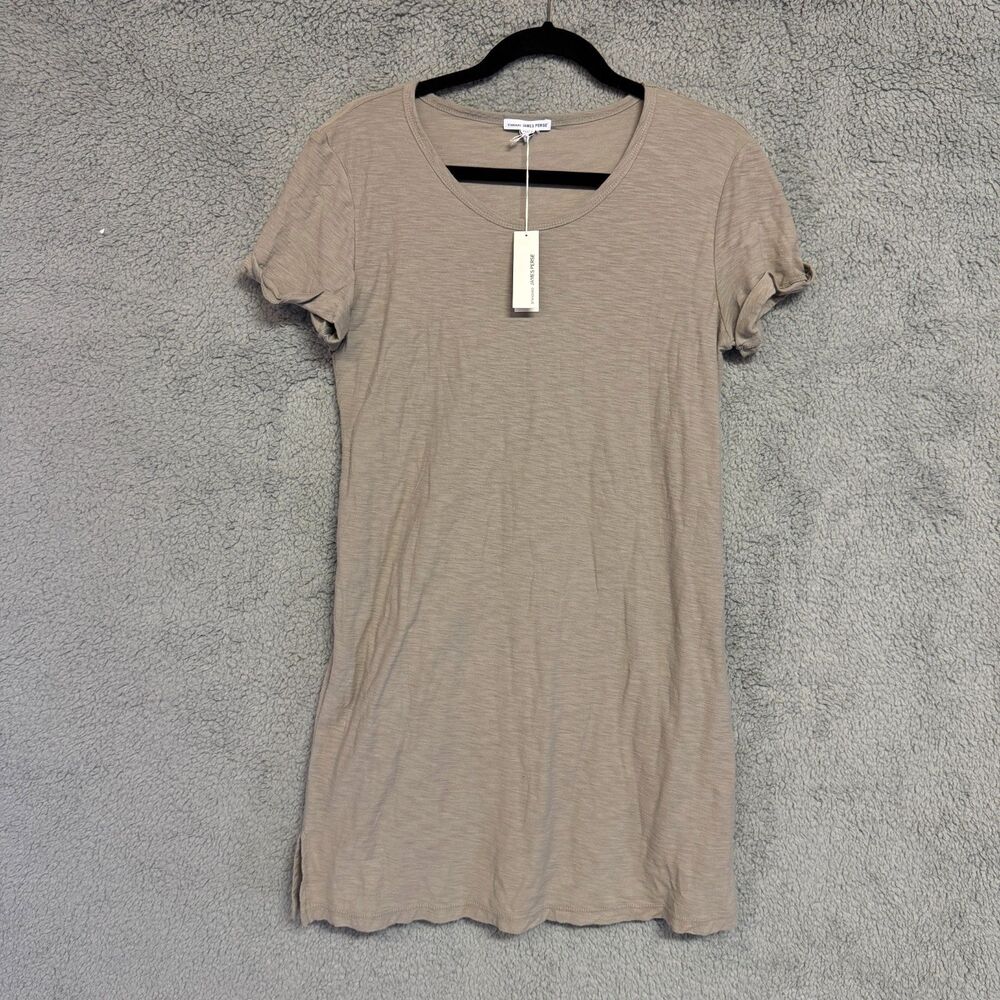 JAMES PERSE T-Shirt Dress Women 3 Khaki Large Cotton Modal  Knit Rolled Sleeve